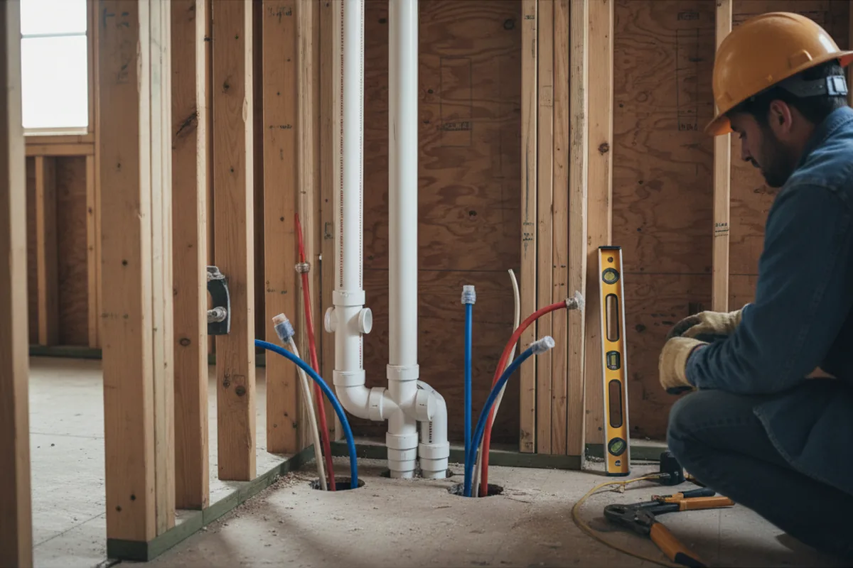 Drain and supply rough-in during Garbage Disposal Repair in Willis Wharf